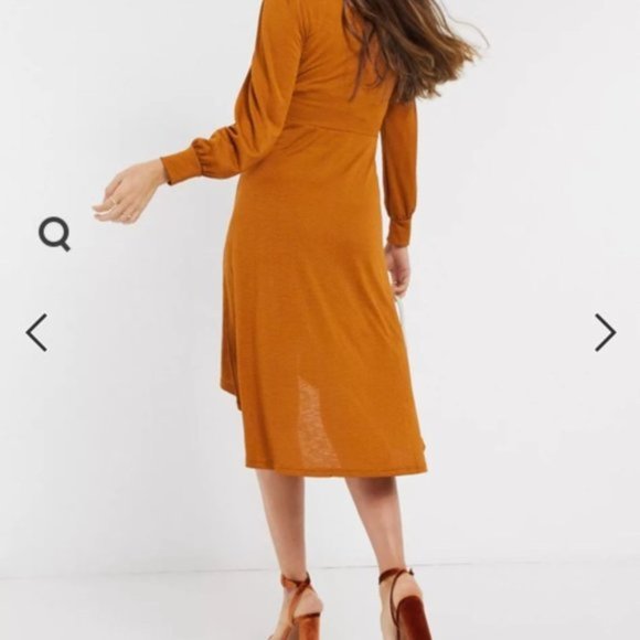 BNWT ASOS High Low Maternity Dress XS Rust - Picture 3 of 5